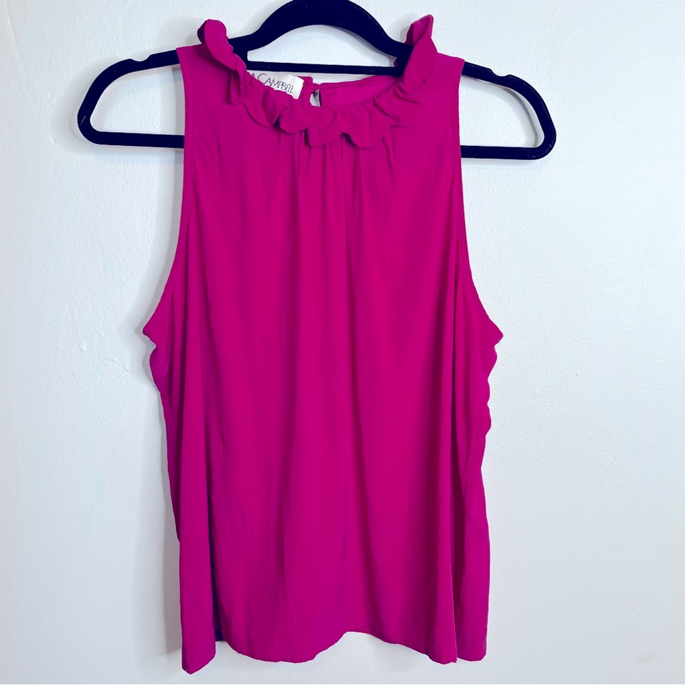 Sara Campbell Pink Ruffled Tank Top - Picture 1 of 7